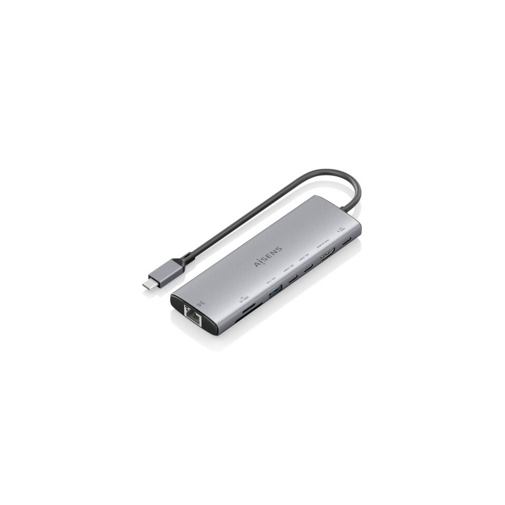 Docking USB Tipo-C Aisens ASUC-8P033-GR/ 1xHDMI 4K/ 1xUSB/ 2xUSB Tipo-C/ 1xRJ45/ 1xLector Tarjetas/ 1xUSB Tipo-C PD/ Gris | Dock