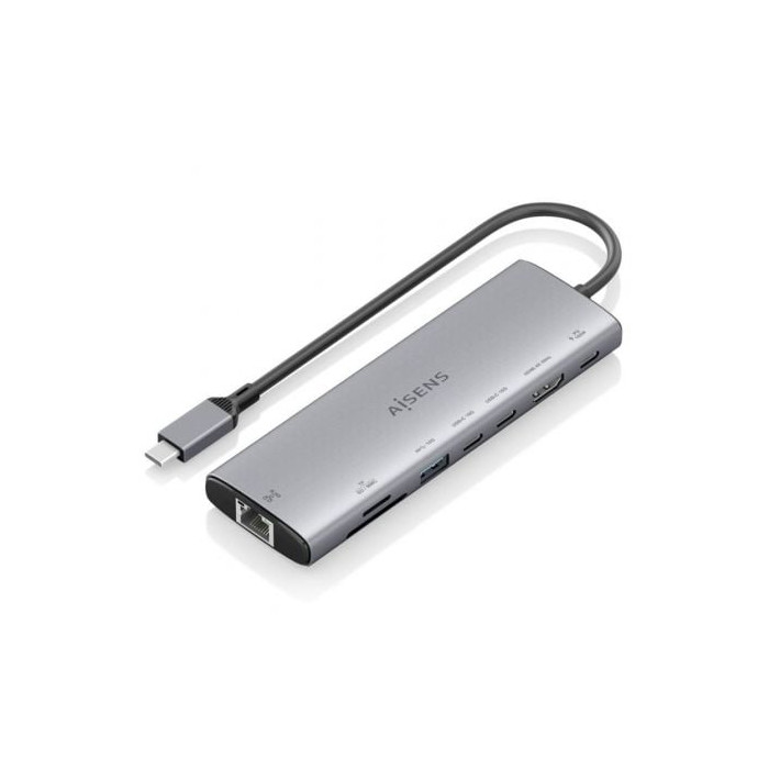 Docking USB Tipo-C Aisens ASUC-8P033-GR/ 1xHDMI 4K/ 1xUSB/ 2xUSB Tipo-C/ 1xRJ45/ 1xLector Tarjetas/ 1xUSB Tipo-C PD/ Gris | Dock