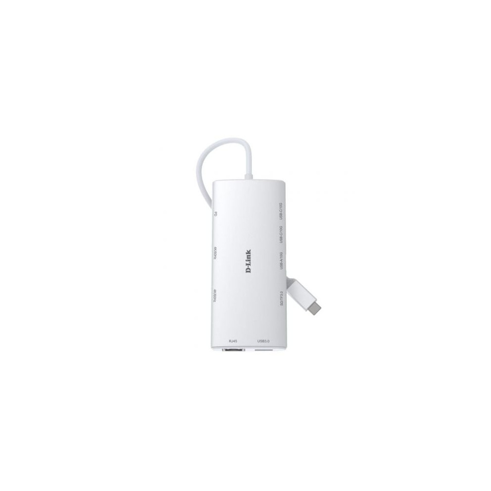 Docking USB Tipo-C D-Link DUP-A01/ 1xUSB/ 2xUSB Tipo-C/ 2xHDMI 4K/ 1xRJ45/ 1xLector de Tarjetas/ 1xUSB Tipo-C PD/ Blanco | Docks