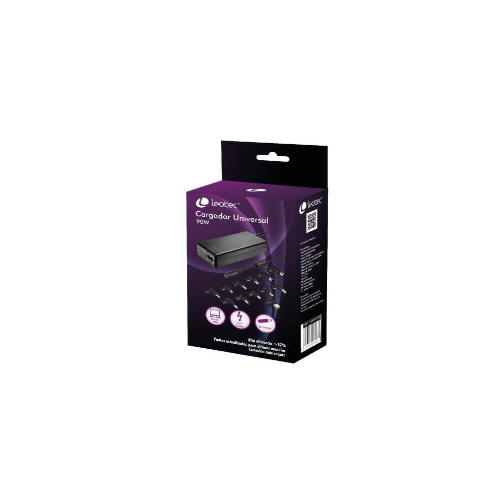 Cargador de Portátil Leotec Home/ 90W/ Automático/ 12 Conectores/ Voltaje 15-20V | Cargadores