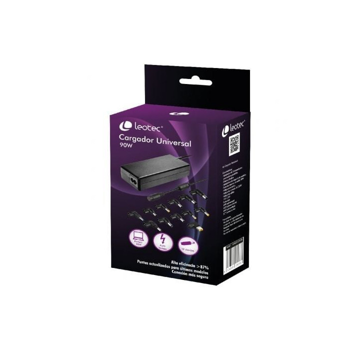 Cargador de Portátil Leotec Home/ 90W/ Automático/ 12 Conectores/ Voltaje 15-20V | Cargadores