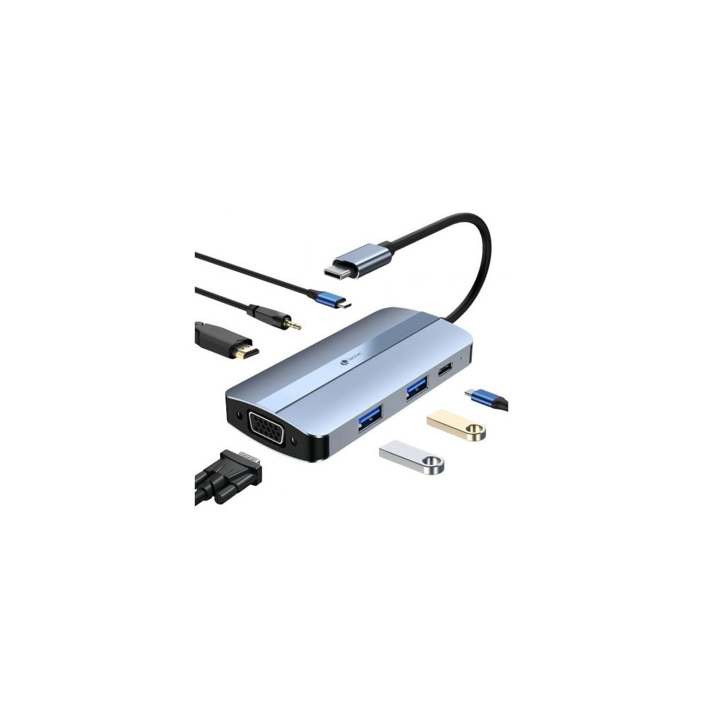 Docking USB Tipo-C Leotec LEDS04/ 2xUSB/ 1xUSB Tipo-C/ 1xUSB Tipo-C PD/ 1xHDMI 4K/ 1xVGA/ 1xAudio/ Azul | Docks