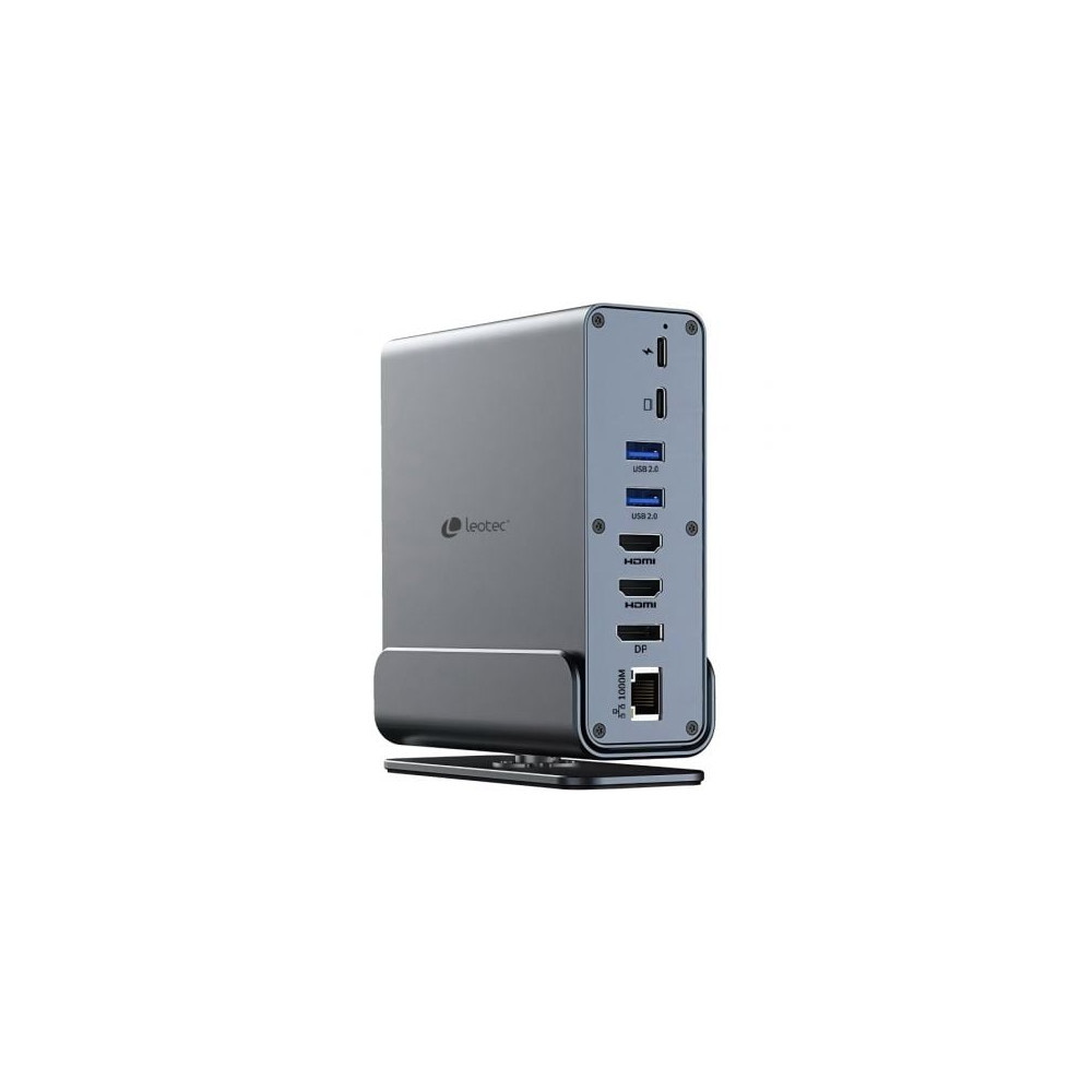 Docking USB Tipo-C Leotec LEDS06/ 5xUSB/ 2xUSB Tipo-C/ 1xUSB Tipo-C PD/ 1xDisplayPort/ 2xHDMI 4K/ 1xRJ45/ 1xJack 3.5/ 1xLector d