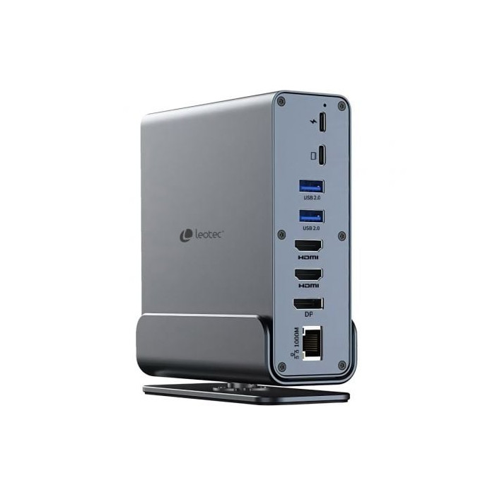 Docking USB Tipo-C Leotec LEDS06/ 5xUSB/ 2xUSB Tipo-C/ 1xUSB Tipo-C PD/ 1xDisplayPort/ 2xHDMI 4K/ 1xRJ45/ 1xJack 3.5/ 1xLector d