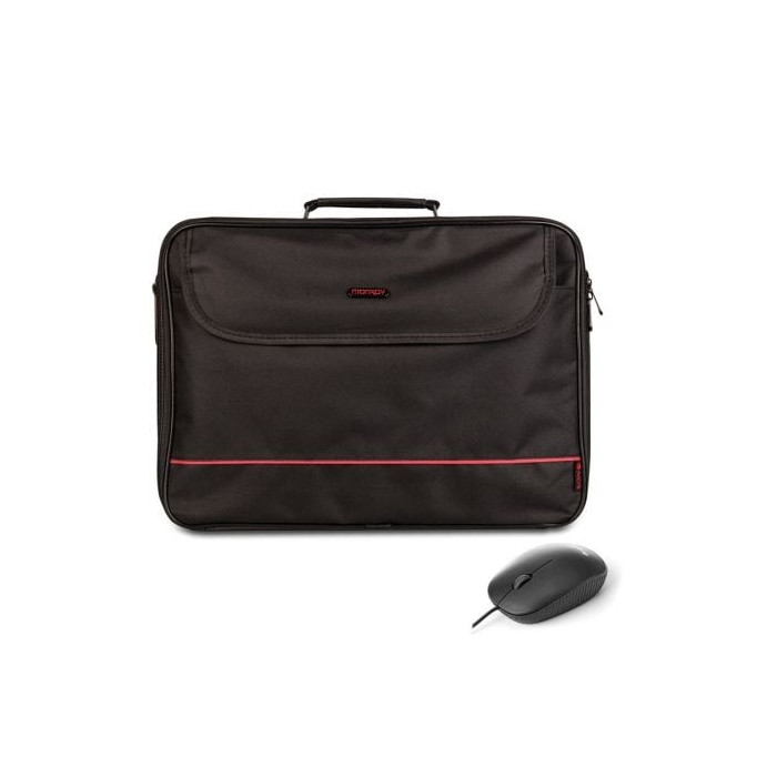 Maletín + Ratón Monray Bureau Kit para Portátiles hasta 16'/ Negro | Maletines y Fundas