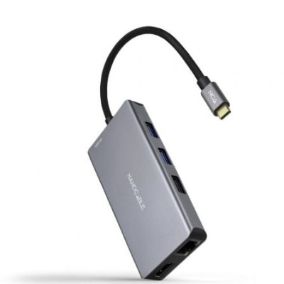 Docking Tipo-C Nanocable 10.16.1009/ 3xUSB/ 2xHDMI 4K/ 1xRJ45/ 1xLector tarjetas/ 1xUSB Tipo-C PD/ Gris | Docks