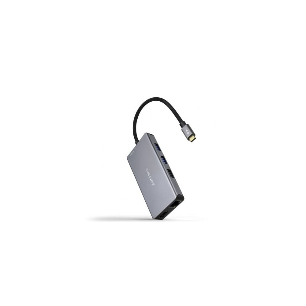 Docking Tipo-C Nanocable 10.16.1009/ 3xUSB/ 2xHDMI 4K/ 1xRJ45/ 1xLector tarjetas/ 1xUSB Tipo-C PD/ Gris | Docks