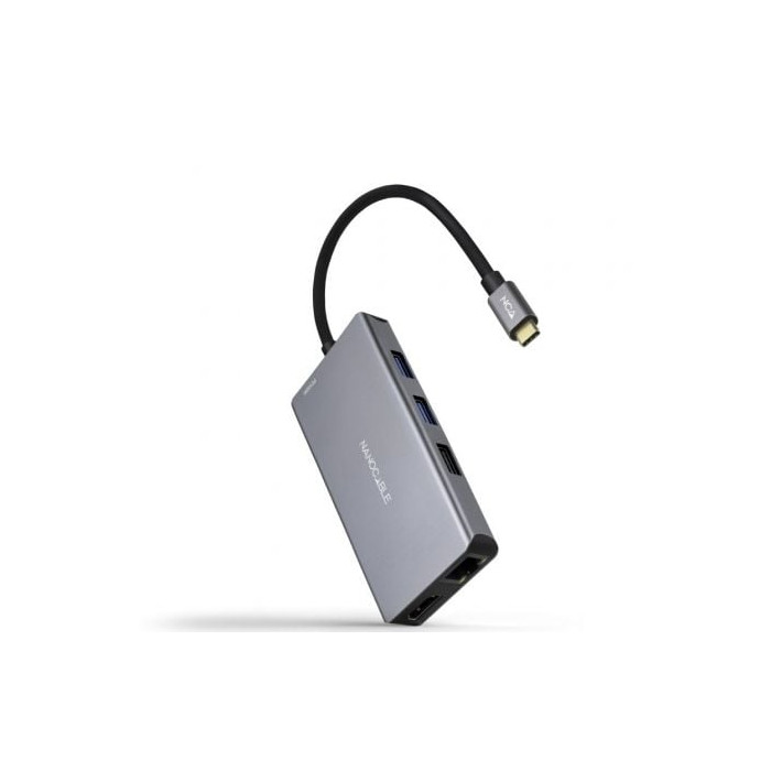 Docking Tipo-C Nanocable 10.16.1009/ 3xUSB/ 2xHDMI 4K/ 1xRJ45/ 1xLector tarjetas/ 1xUSB Tipo-C PD/ Gris | Docks