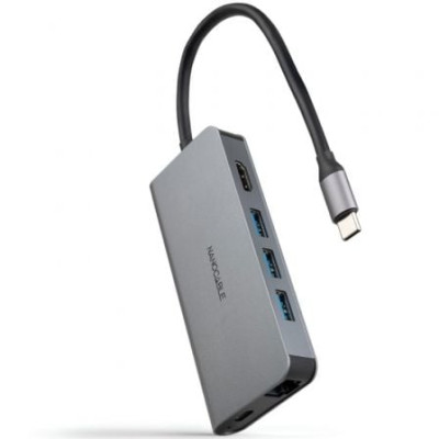 Docking Tipo-C Nanocable 10.16.4609/ 3xUSB/ 1xHDMI 4K/ 1xRJ45/ 1xLector tarjetas/ 1xUSB Tipo-C PD/ Gris | Docks