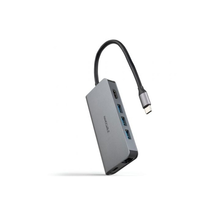 Docking Tipo-C Nanocable 10.16.4609/ 3xUSB/ 1xHDMI 4K/ 1xRJ45/ 1xLector tarjetas/ 1xUSB Tipo-C PD/ Gris | Docks