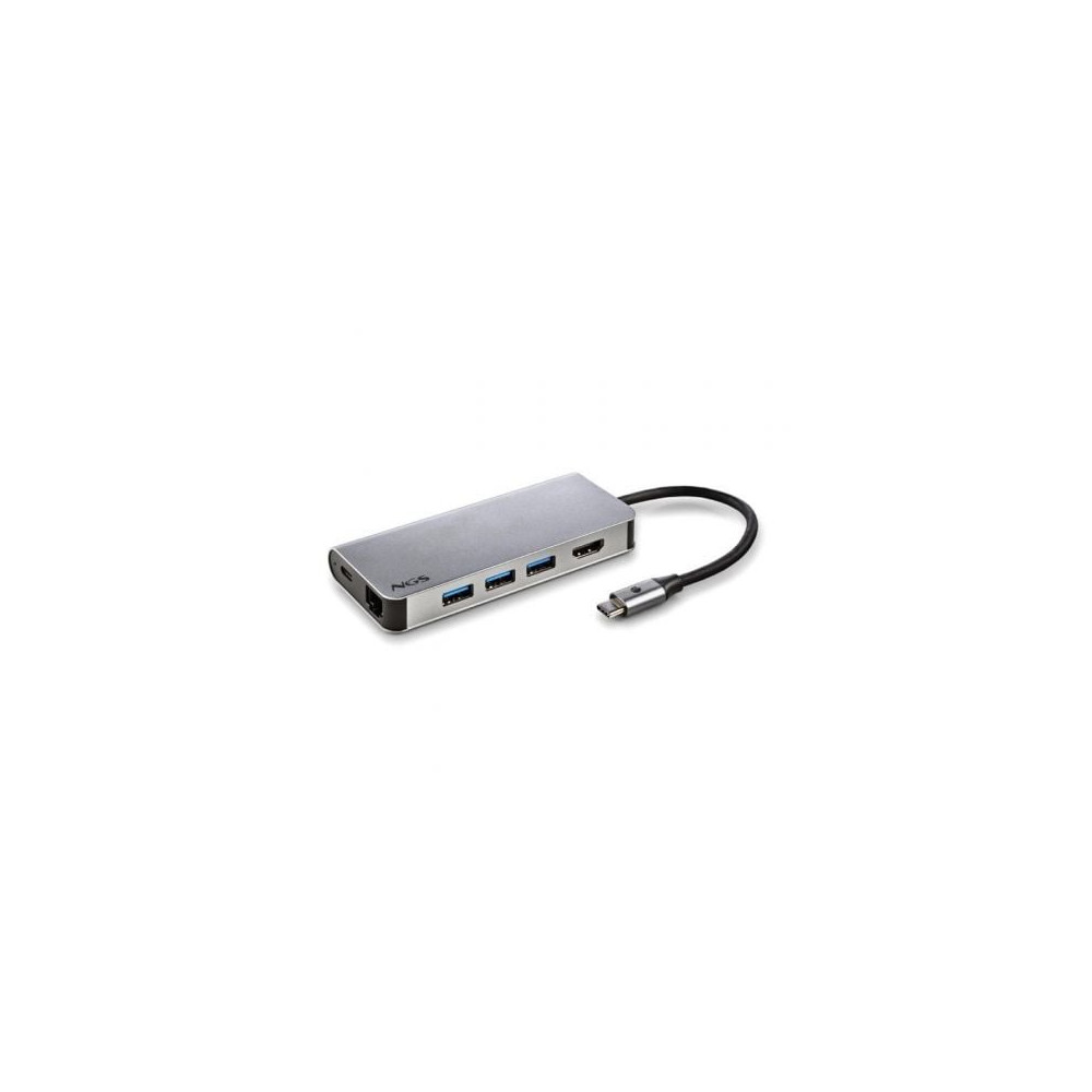 Docking USB Tipo-C NGS WonderDock8/ 3xUSB/ 1xUSB Tipo-C DP/ 1xHDMI 4K/ 1xRJ45/ 1xLector Tarjetas SD | Docks
