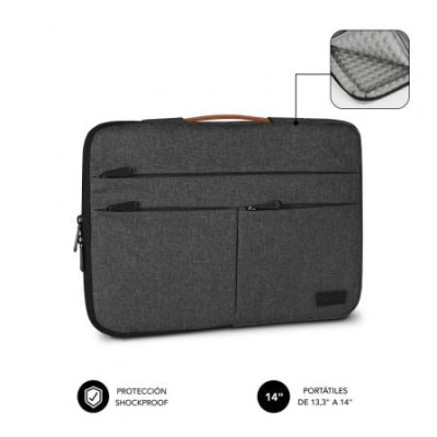 Funda Subblim Air Padding 360 Sleeve para Portátiles hasta 14'/ Gris Oscuro | Maletines y Fundas