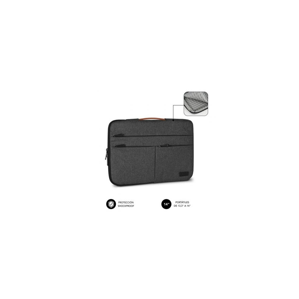 Funda Subblim Air Padding 360 Sleeve para Portátiles hasta 14'/ Gris Oscuro | Maletines y Fundas