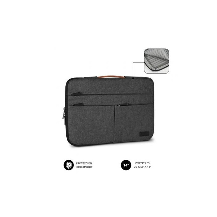 Funda Subblim Air Padding 360 Sleeve para Portátiles hasta 14'/ Gris Oscuro | Maletines y Fundas