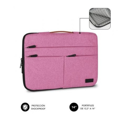 Funda Subblim Air Padding 360 Sleeve para Portátiles hasta 14'/ Rosa | Maletines y Fundas