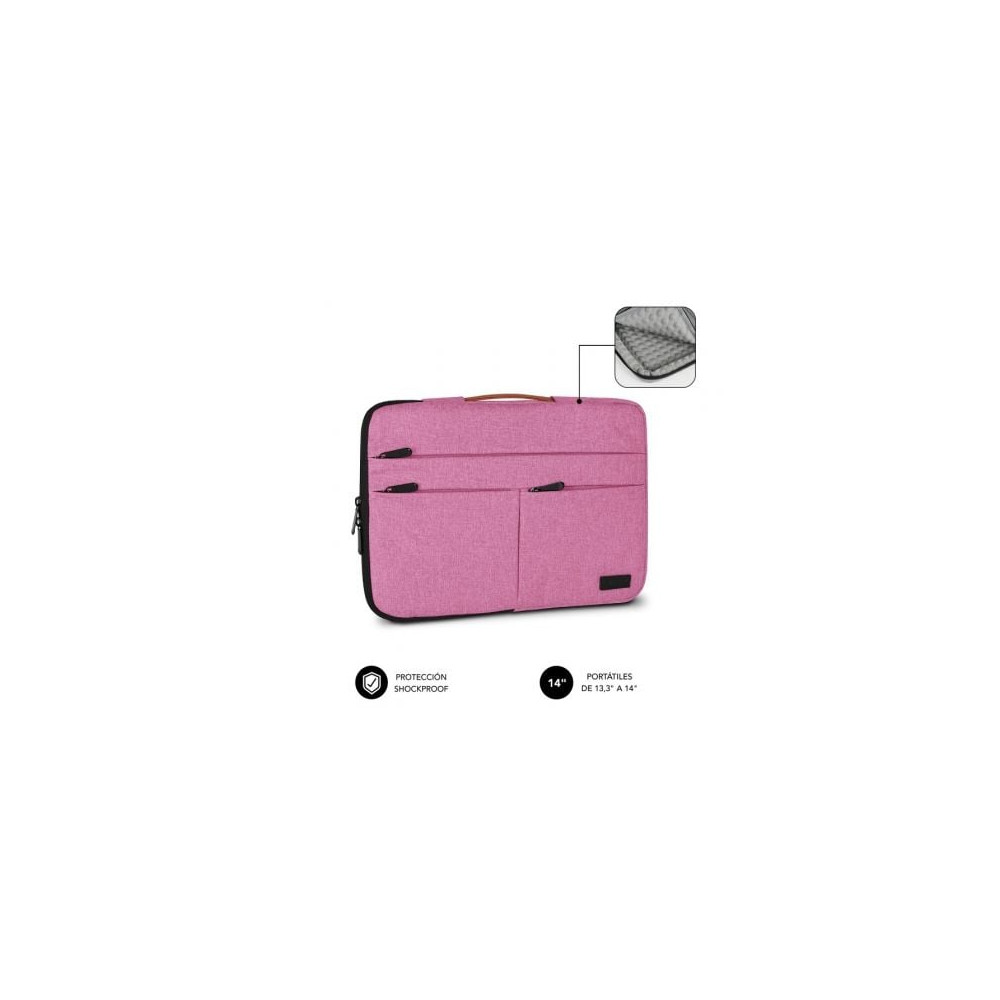 Funda Subblim Air Padding 360 Sleeve para Portátiles hasta 14'/ Rosa | Maletines y Fundas