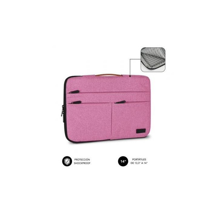 Funda Subblim Air Padding 360 Sleeve para Portátiles hasta 14'/ Rosa | Maletines y Fundas