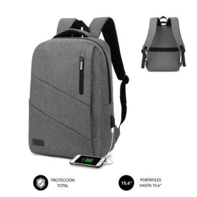 Mochila Subblim City Backpack para Portátiles hasta 15.6'/ Puerto USB/ Gris | Mochilas