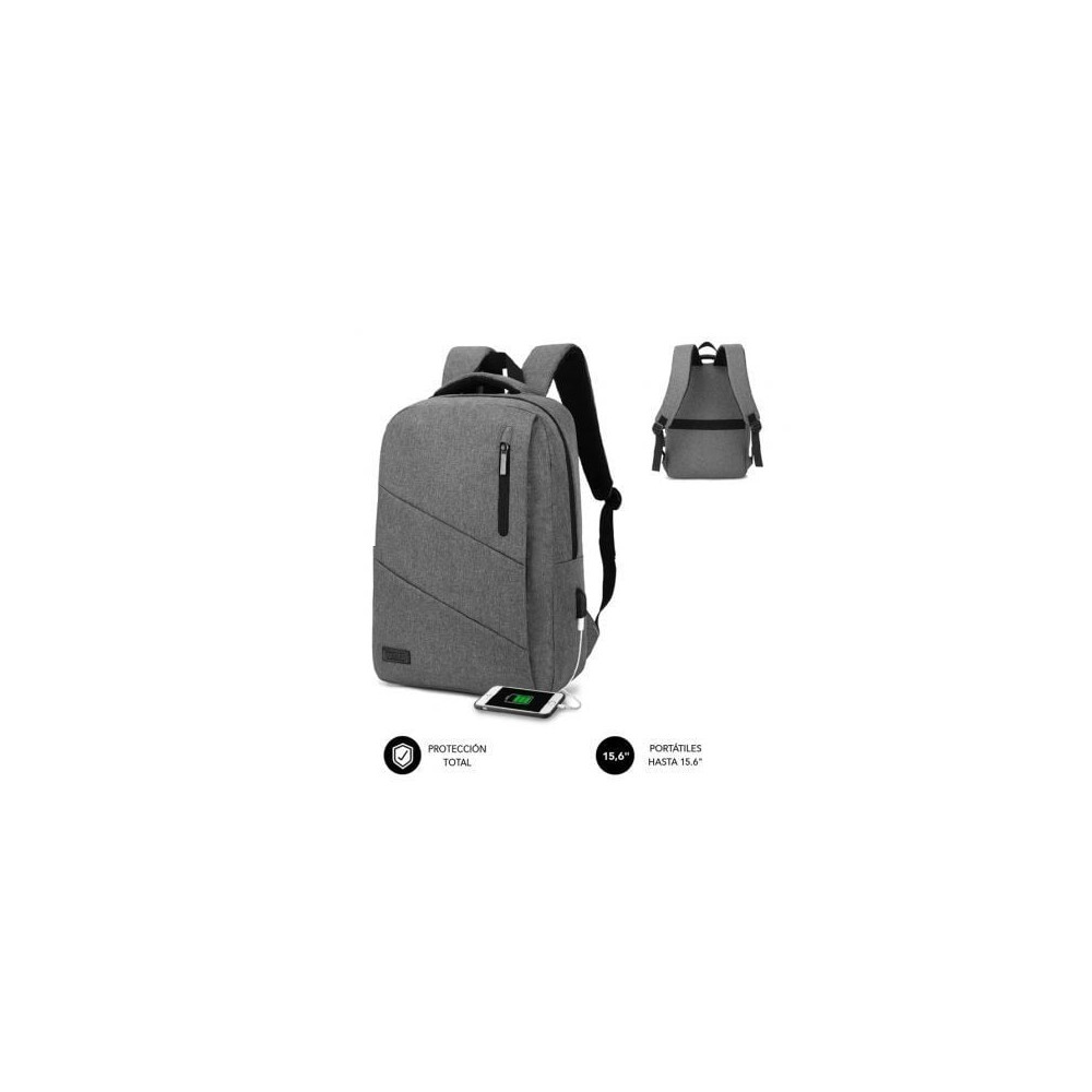 Mochila Subblim City Backpack para Portátiles hasta 15.6'/ Puerto USB/ Gris | Mochilas