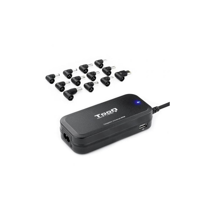 Cargador de Portátil TooQ TQLC-90BS02AT/ 90W/ 2xUSB/ Automático/ 12 Conectores/ Voltaje 12-20V | Cargadores