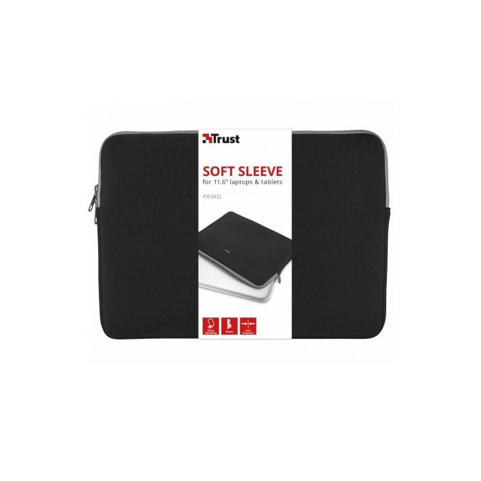 Funda Trust Primo Soft Sleeve para Portátiles/ Tablets hasta 11.6'/ Negra | Maletines y Fundas