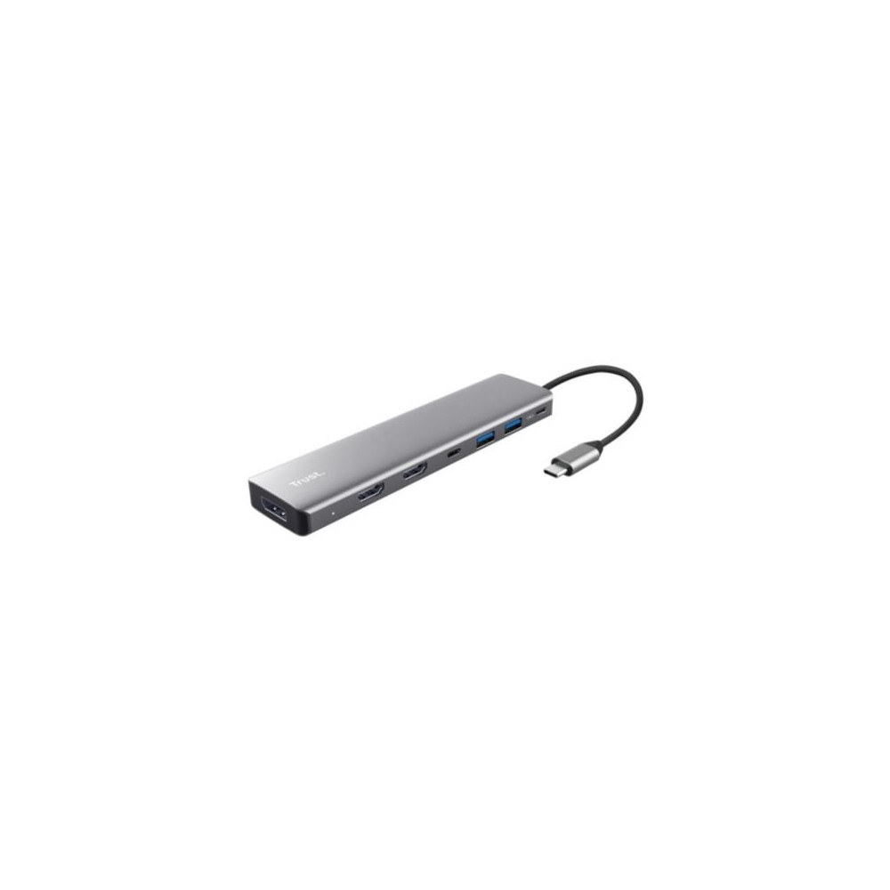Docking USB Tipo-C Trust Dalyx/ 2xUSB/ 2xHDMI 4K/ 1xDisplayPort/ 1xUSB Tipo-C PD/ Gris | Docks