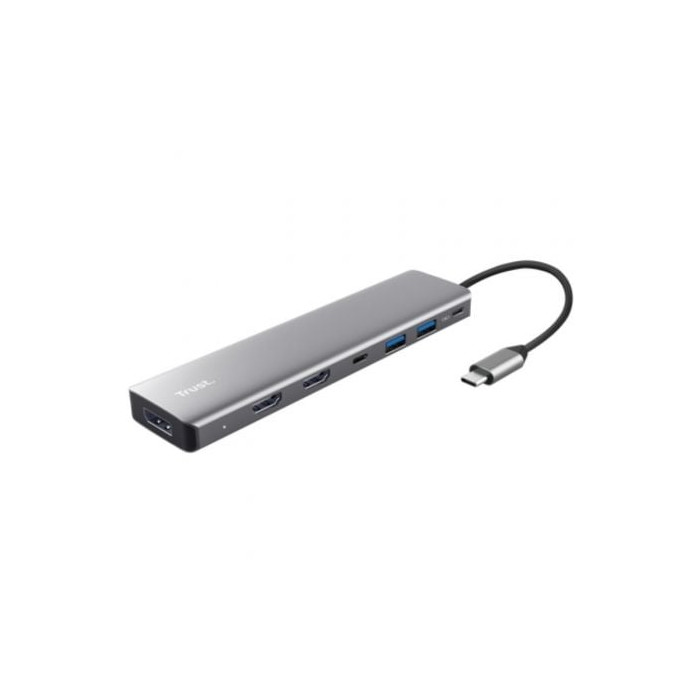 Docking USB Tipo-C Trust Dalyx/ 2xUSB/ 2xHDMI 4K/ 1xDisplayPort/ 1xUSB Tipo-C PD/ Gris | Docks