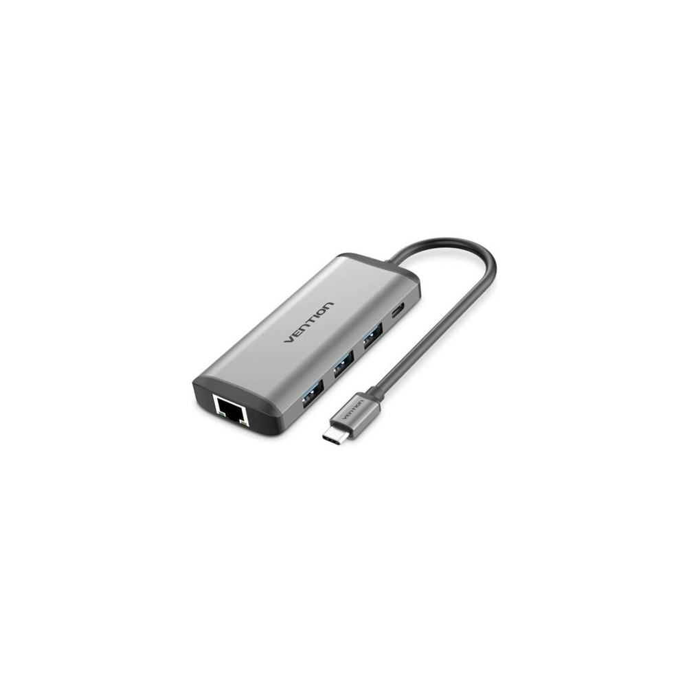 Docking USB Tipo-C Vention CNDHB/ 1xHDMI 4K/ 3xUSB/ 1xUSB Tipo-C PD/ 1xRJ45/ 1xLector tarjetas/ Gris | Docks