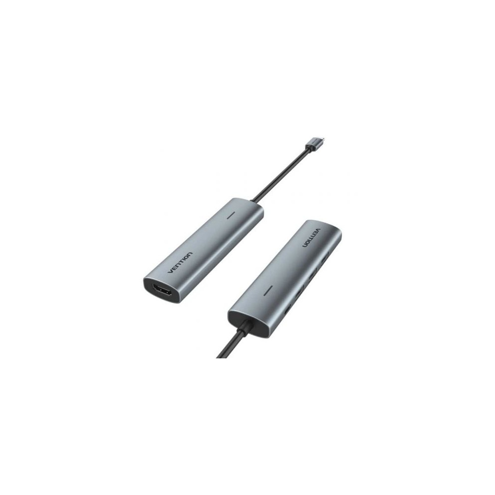 Docking USB Tipo-C Vention TGGHB/ 3xUSB/ 1xHDMI 4K/ 1xUSB Tipo-C PD/ Gris | Docks