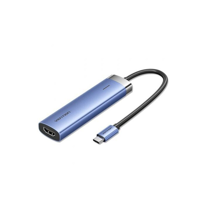 Docking USB Tipo-C Vention TGESB/ 3xUSB/ 1xHDMI 4K/ 1xUSB Tipo-C PD/ Azul | Docks