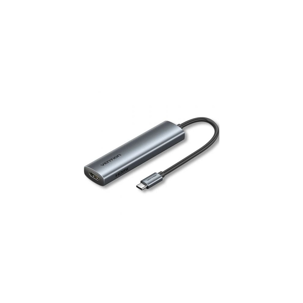 Docking USB Tipo-C Vention TGLHB/ 1xUSB Tipo-C/ 2xUSB/ 1xHDMI 4K/ 1xUSB Tipo-C PD/ Gris | Docks