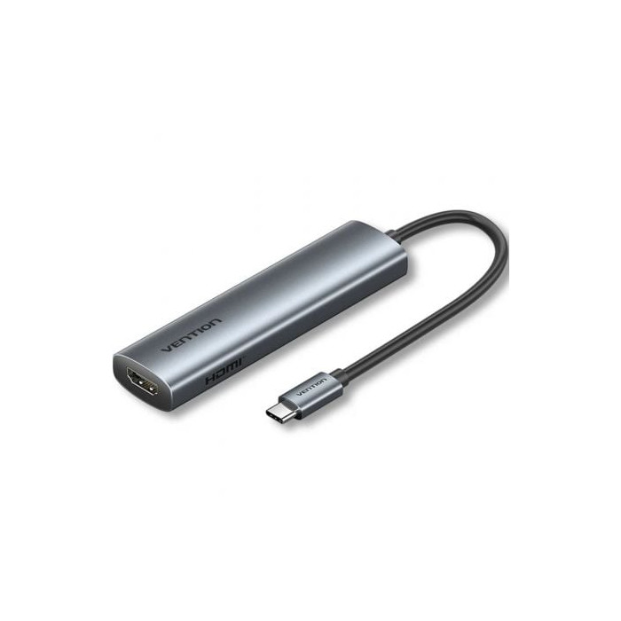 Docking USB Tipo-C Vention TGLHB/ 1xUSB Tipo-C/ 2xUSB/ 1xHDMI 4K/ 1xUSB Tipo-C PD/ Gris | Docks