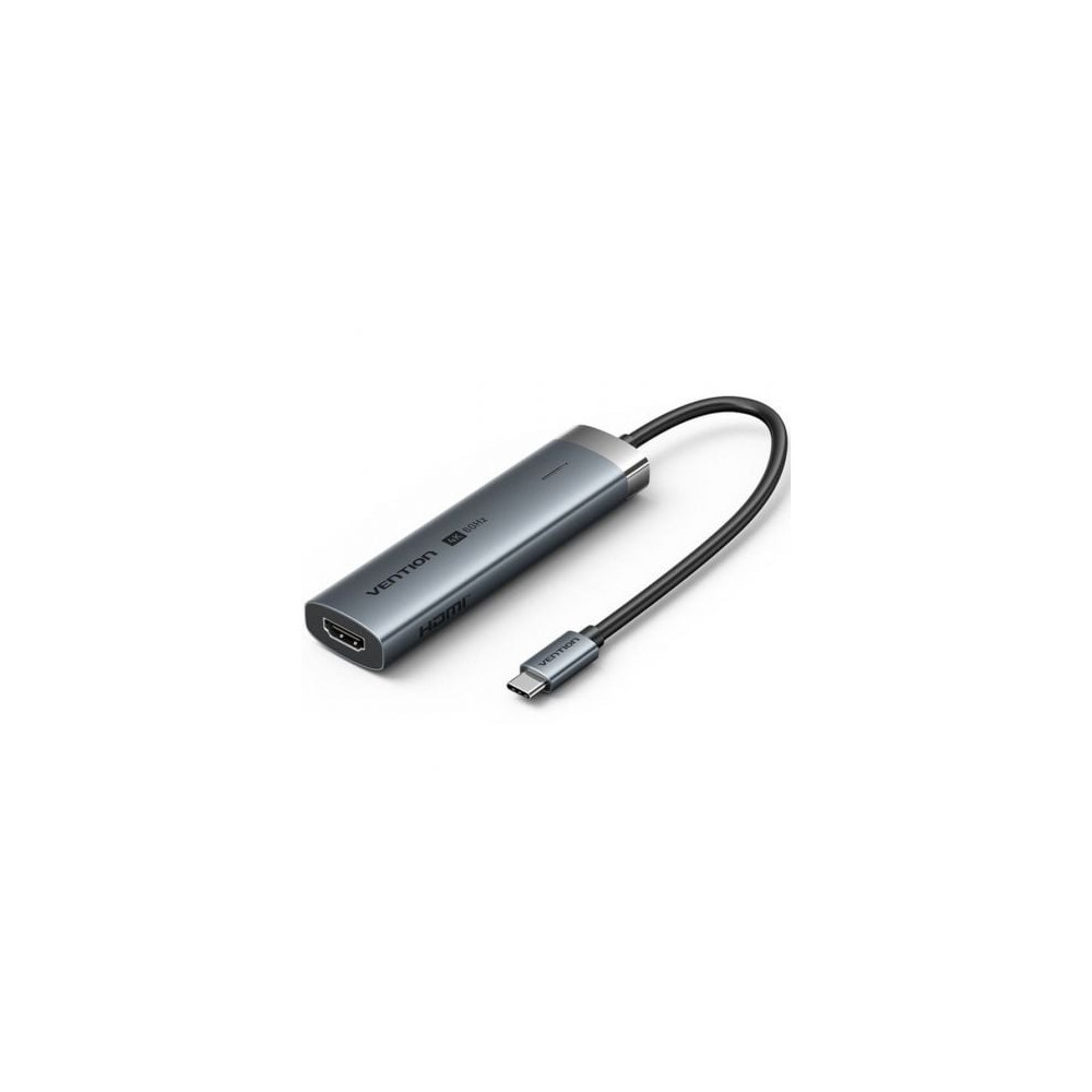 Docking USB Tipo-C Vention TGMHB/ 3xUSB/ 1xHDMI 4K/ 1xUSB Tipo-C PD/ Gris | Docks