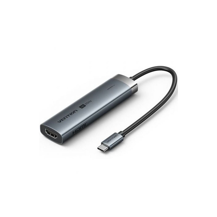 Docking USB Tipo-C Vention TGMHB/ 3xUSB/ 1xHDMI 4K/ 1xUSB Tipo-C PD/ Gris | Docks
