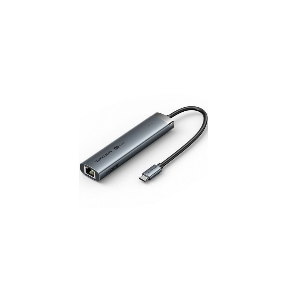 Docking USB Tipo-C Vention TGNHB/ 1xUSB 3.2 Tipo-C/ 2xUSB/ 1xHDMI 4K/ 1xRJ45/ 1xUSB Tipo-C PD/ Gris | Docks