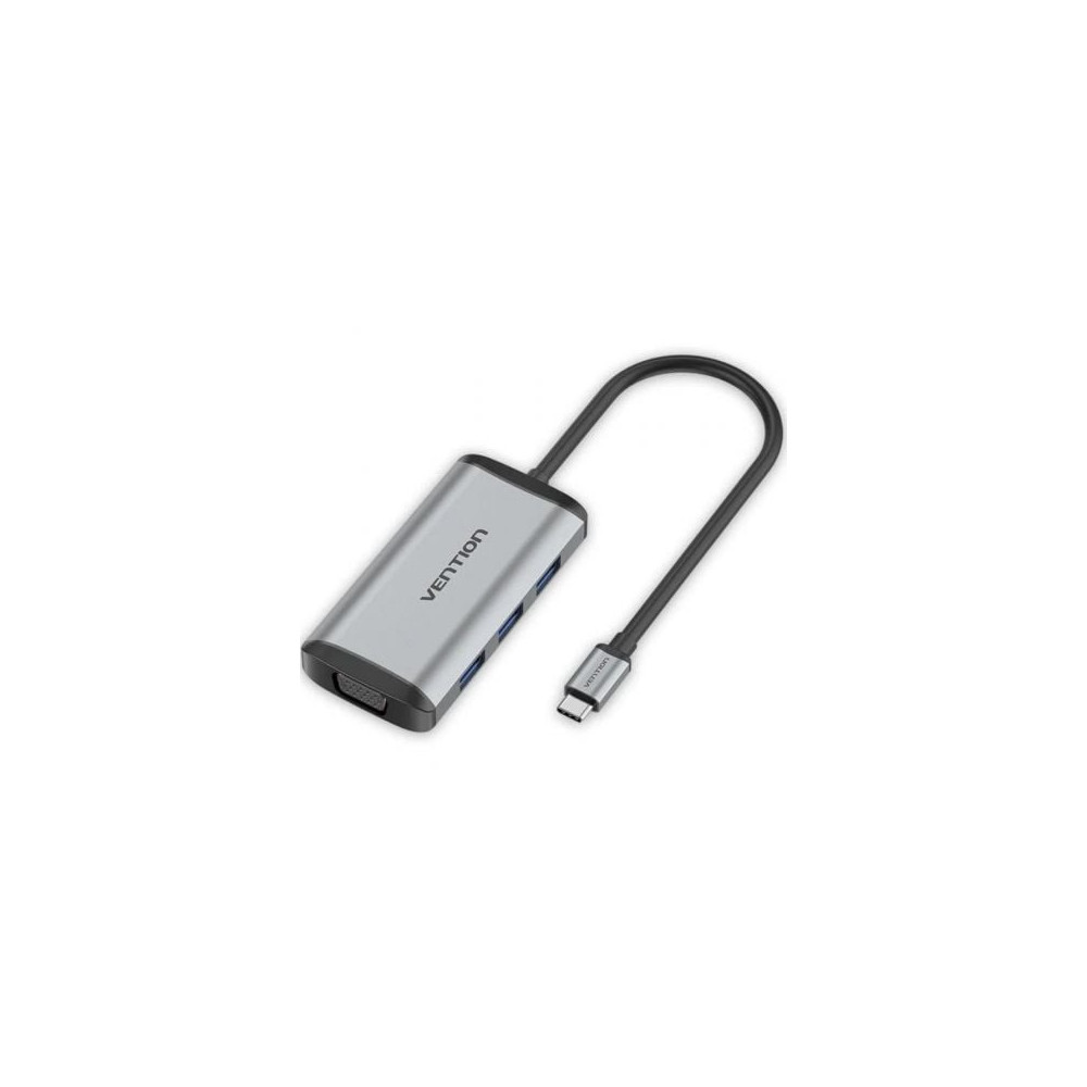 Docking USB Tipo-C Vention TGSHB/ 3xUSB/ 1xHDMI 4K/ 1xVGA/ 1xUSB Tipo-C PD/ Gris | Docks