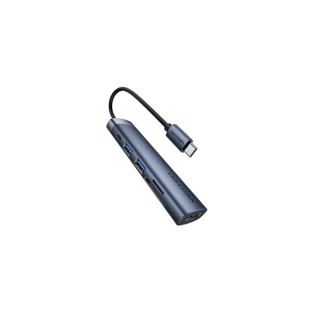 Docking USB Tipo-C Vention THJHB/ 1xHDMI 4K/ 2xUSB/ 1xUSB Tipo-C PD/ Gris | Docks