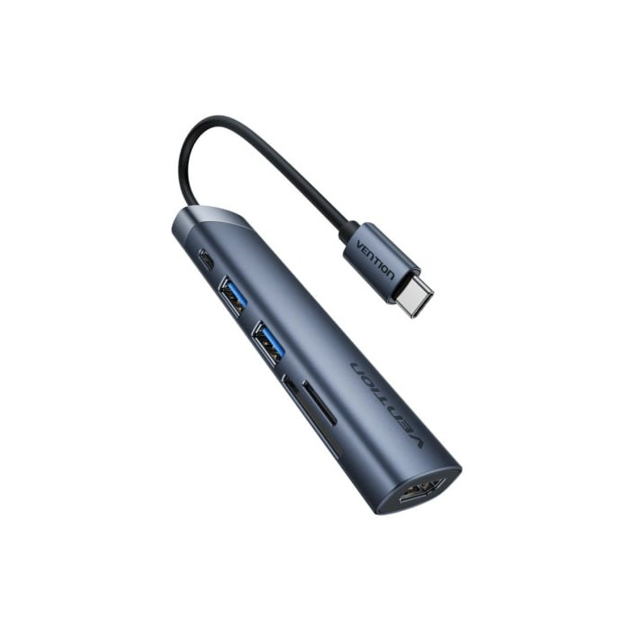 Docking USB Tipo-C Vention THJHB/ 1xHDMI 4K/ 2xUSB/ 1xUSB Tipo-C PD/ Gris | Docks