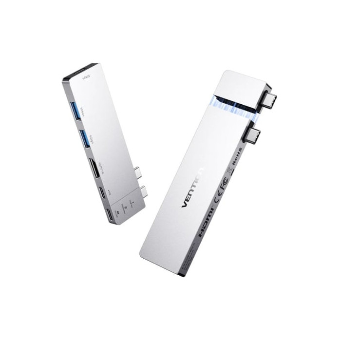 Docking USB Tipo-C Vention THZH0/ 1xHDMI 4K/ 2xUSB/ 2xUSB Tipo-C/ 1xThunderBolt/ 1xUSB Tipo-C PD/ Gris | Docks