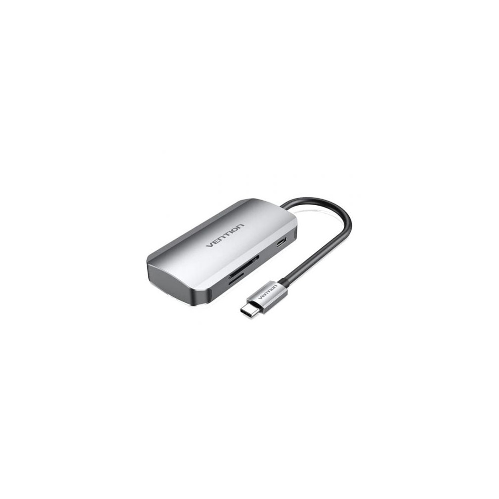 Docking USB Tipo-C Vention TNHHB/ 3xUSB/ 1xUSB Tipo-C PD/ 1xLector Tarjetas SD y MicroSD/ Gris | Docks