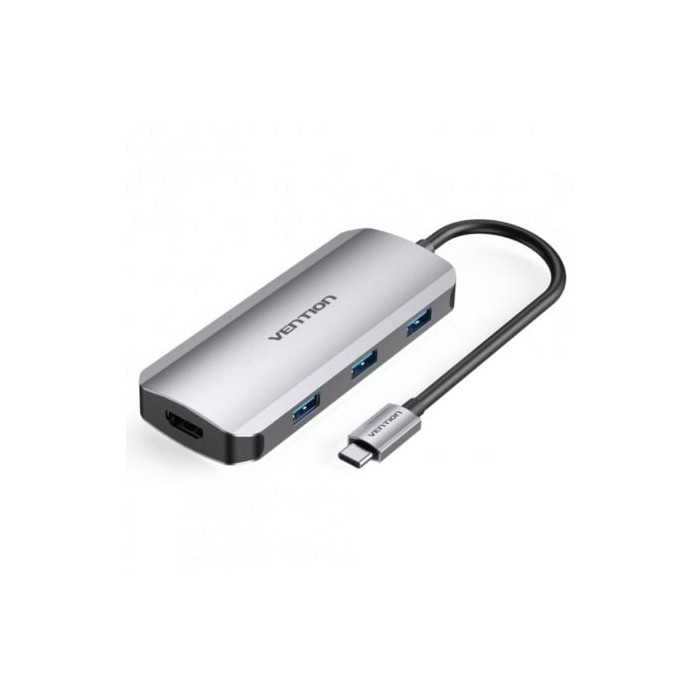 Docking USB Tipo-C Vention TOFHB/ 1xHDMI/ 3xUSB/ 1xUSB Tipo-C/ 1xUSB Tipo-C PD/ Gris | Docks
