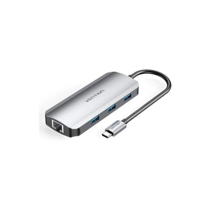 Docking USB Tipo-C Vention TOHHB/ 1xHDMI 4K/ 3xUSB/ 1xRJ45/ 1xUSB Tipo-C PD/ Gris | Docks