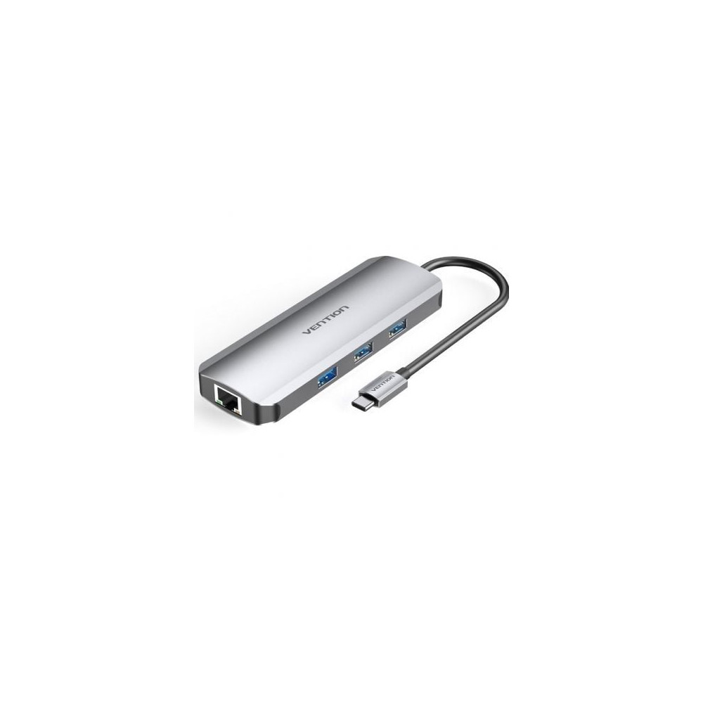 Docking USB Tipo-C Vention TOKHB/ 1xHDMI 4K/ 3xUSB/ 1xUSB Tipo-C PD/ 1xRJ45/ 1xLector Tarjetas SD y MicroSD/ Gris | Docks