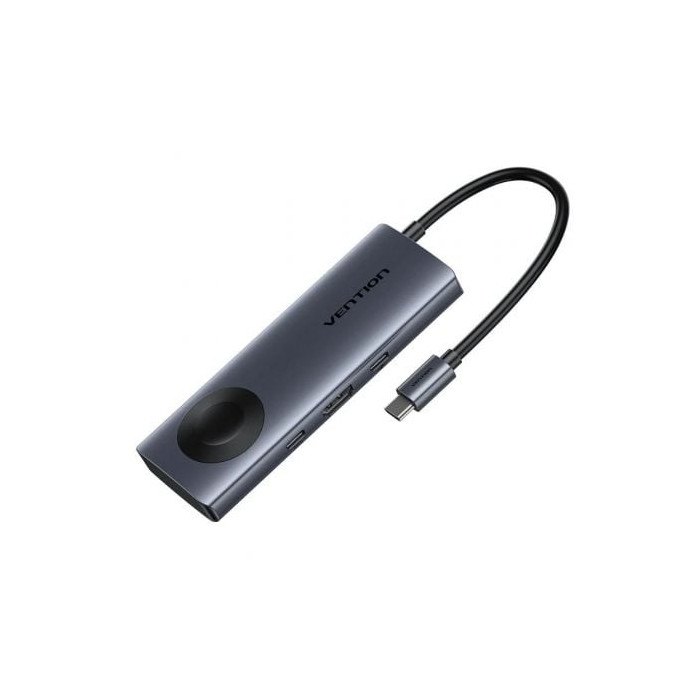 Docking USB Tipo-C con Carga Inalámbrica Vention TPMHB/ 1xHDMI 4K/ 2xUSB/ 1xUSB Tipo-C/ 1xUSB Tipo-C PD/ Gris | Docks