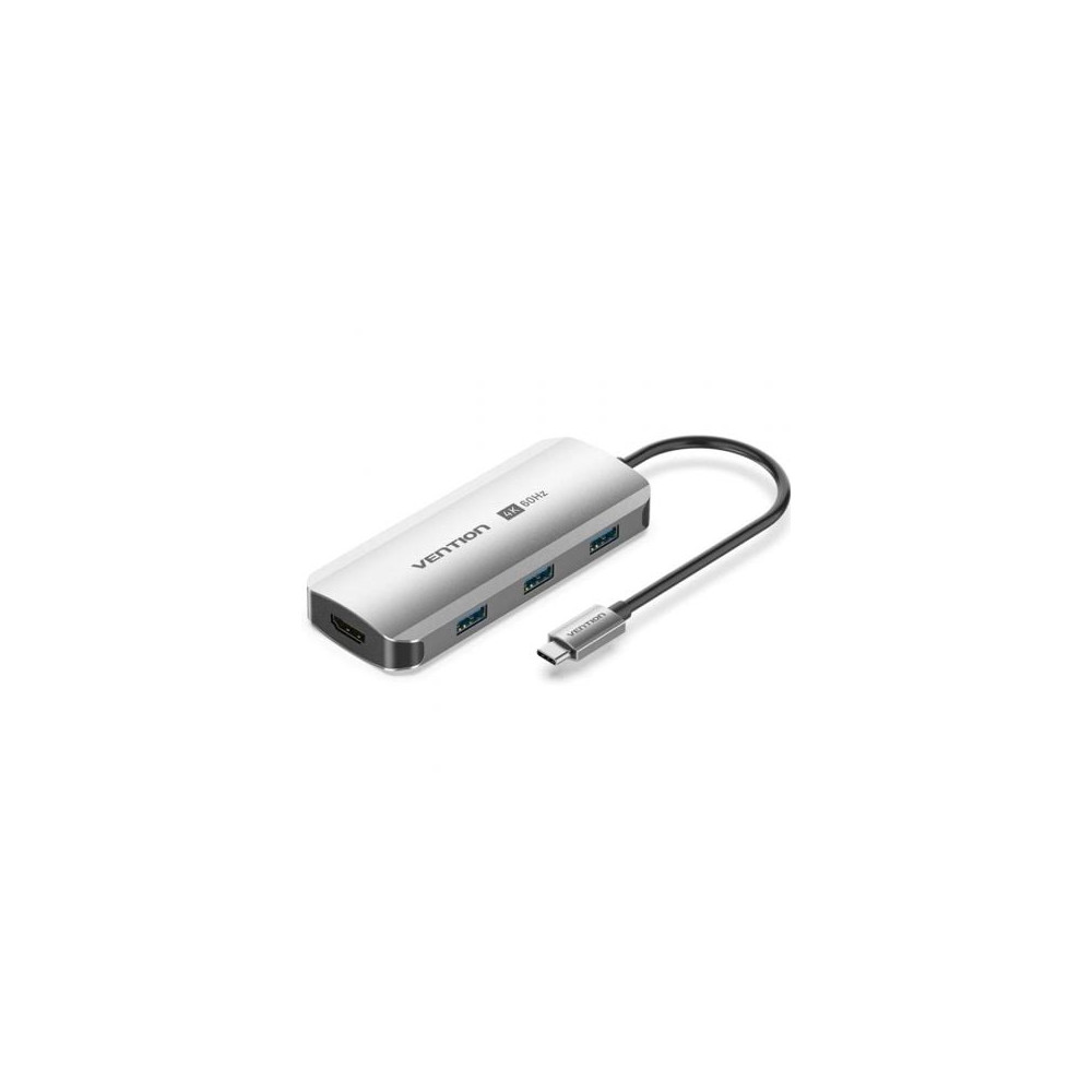 Docking USB Tipo-C Vention TQDHB/ 1xHDMI 4K/ 3xUSB/ 1xUSB Tipo-C PD/ Gris | Docks