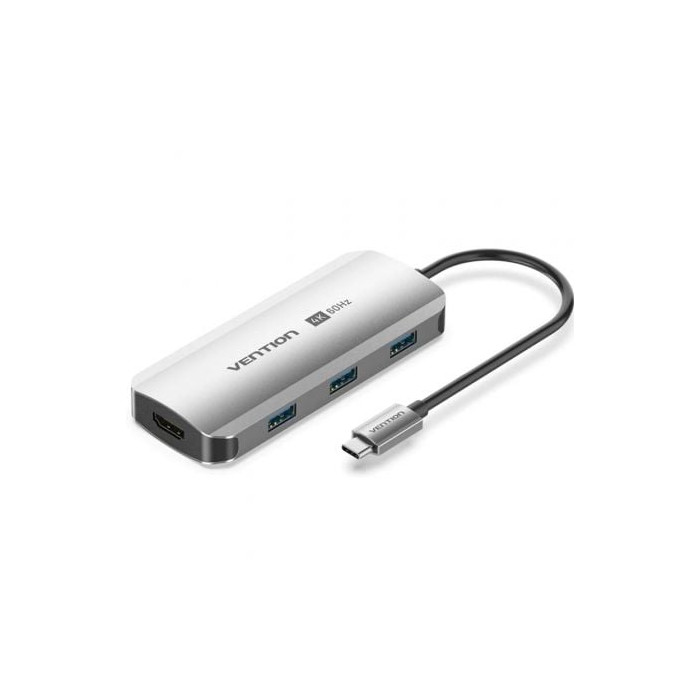 Docking USB Tipo-C Vention TQDHB/ 1xHDMI 4K/ 3xUSB/ 1xUSB Tipo-C PD/ Gris | Docks