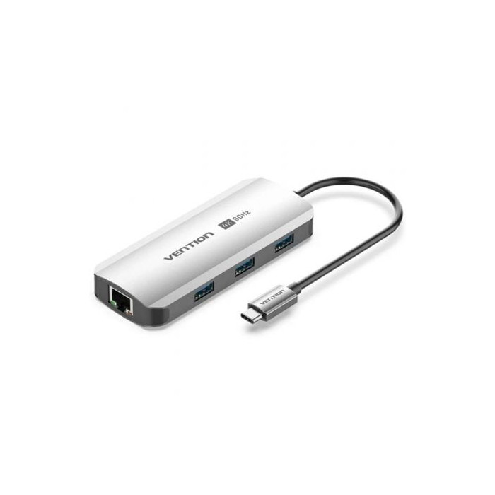 Docking USB Tipo-C Vention TQHHB/ 1xHDMI 4K/ 3xUSB/ 1xUSB Tipo-C PD/ 1xRJ45/ Gris | Docks