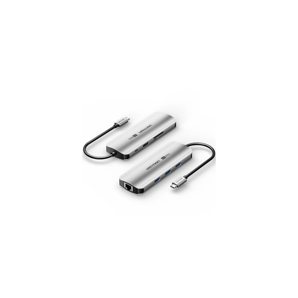 Docking USB Tipo-C Vention TQKHB/ 1xHDMI 4K/ 3xUSB/ 1xUSB Tipo-C PD/ 1xRJ45/ 1xLector de Tarjetas/ Gris | Docks