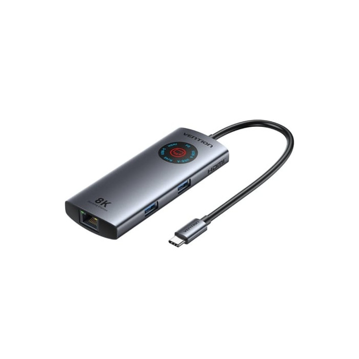 Docking USB Tipo-C Vention TQZHB/ RJ45/ 2xUSB/ 1xUSB Tipo-C/ 1xHDMI/ 1xUSB Tipo-C PD/ Gris | Docks