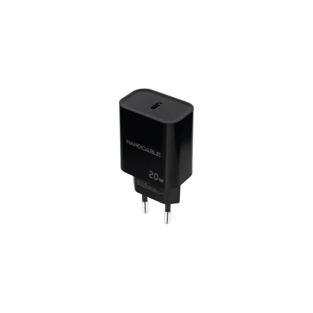 Cargador de Pared Nanocable 10.10.2006/ 1xUSB Tipo-C/ 20W/ Negro | Cargadores hasta 45W